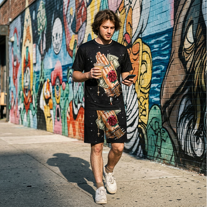 📢Mid-Season Sale: −50% nur für kurze Zeit⏰👕 Lässiges 2-teiliges Shorts-Set mit witzigem Print – bequemes T-Shirt & kurze Hose für Sommer & Freizeit 😄☀️