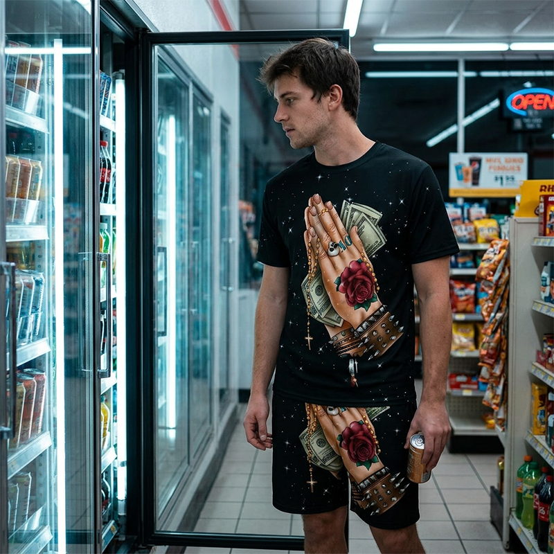 📢Mid-Season Sale: −50% nur für kurze Zeit⏰👕 Lässiges 2-teiliges Shorts-Set mit witzigem Print – bequemes T-Shirt & kurze Hose für Sommer & Freizeit 😄☀️