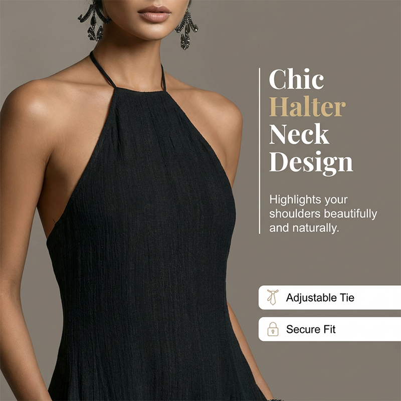 📢Mid-Season Sale: −50% nur für kurze Zeit⏰Sommerkleid 2026 für Damen – schlichter Halsterneck mit freiem Rücken, ärmellos, elegant & verführerisch 💕✨