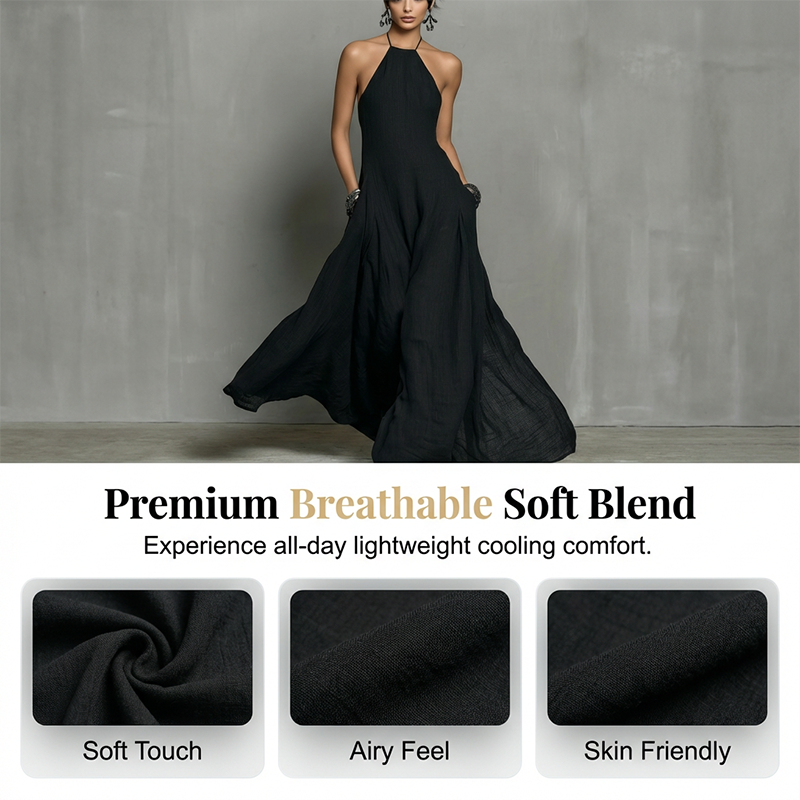 📢Mid-Season Sale: −50% nur für kurze Zeit⏰Sommerkleid 2026 für Damen – schlichter Halsterneck mit freiem Rücken, ärmellos, elegant & verführerisch 💕✨