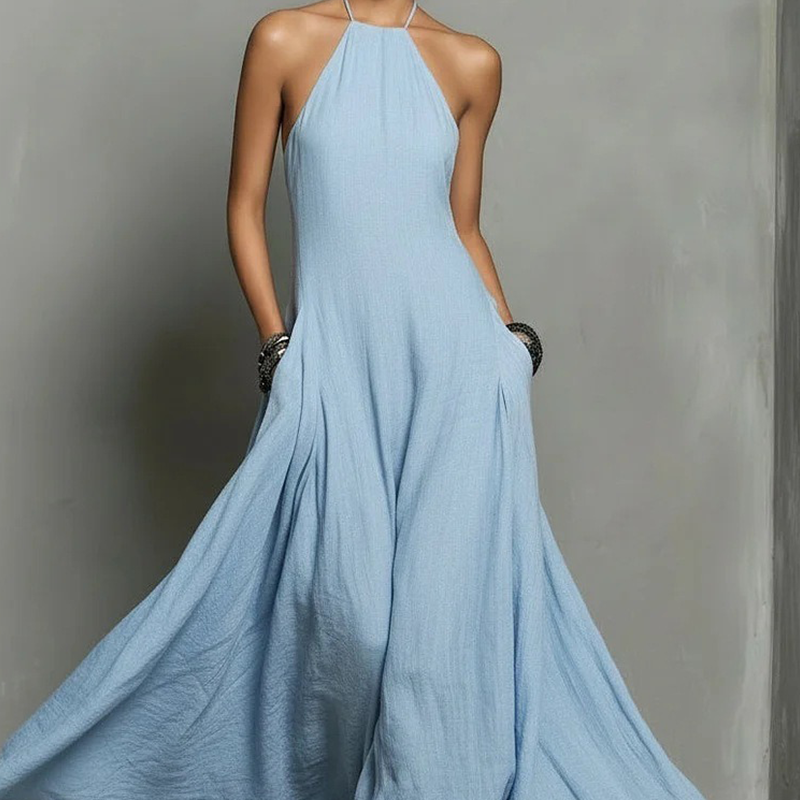 📢Mid-Season Sale: −50% nur für kurze Zeit⏰Sommerkleid 2026 für Damen – schlichter Halsterneck mit freiem Rücken, ärmellos, elegant & verführerisch 💕✨