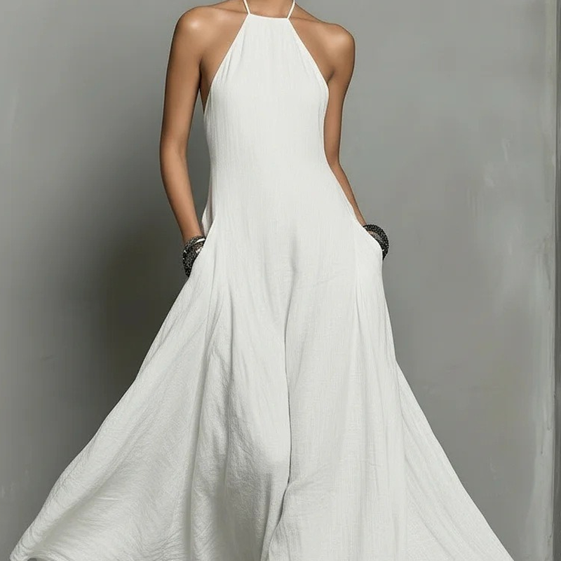 📢Mid-Season Sale: −50% nur für kurze Zeit⏰Sommerkleid 2026 für Damen – schlichter Halsterneck mit freiem Rücken, ärmellos, elegant & verführerisch 💕✨