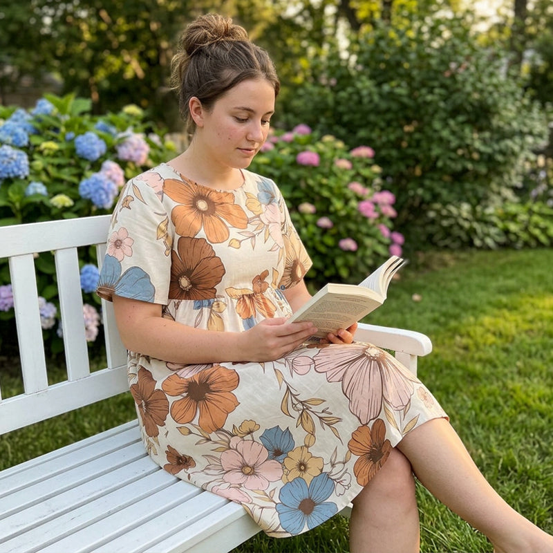 📢Mid-Season Sale: −50% nur für kurze Zeit⏰👗 Elegantes Damen-Sommerkleid mit Blumenprint – kurze Ärmel, Rundhalsausschnitt & leicht, perfekt für den Urlaub & warme Tage 🌸☀️