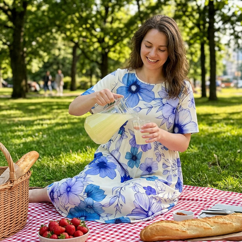 📢Mid-Season Sale: −50% nur für kurze Zeit⏰👗 Elegantes Damen-Sommerkleid mit Blumenprint – kurze Ärmel, Rundhalsausschnitt & leicht, perfekt für den Urlaub & warme Tage 🌸☀️