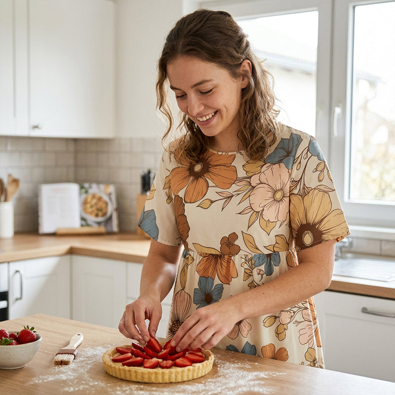 📢Mid-Season Sale: −50% nur für kurze Zeit⏰👗 Elegantes Damen-Sommerkleid mit Blumenprint – kurze Ärmel, Rundhalsausschnitt & leicht, perfekt für den Urlaub & warme Tage 🌸☀️