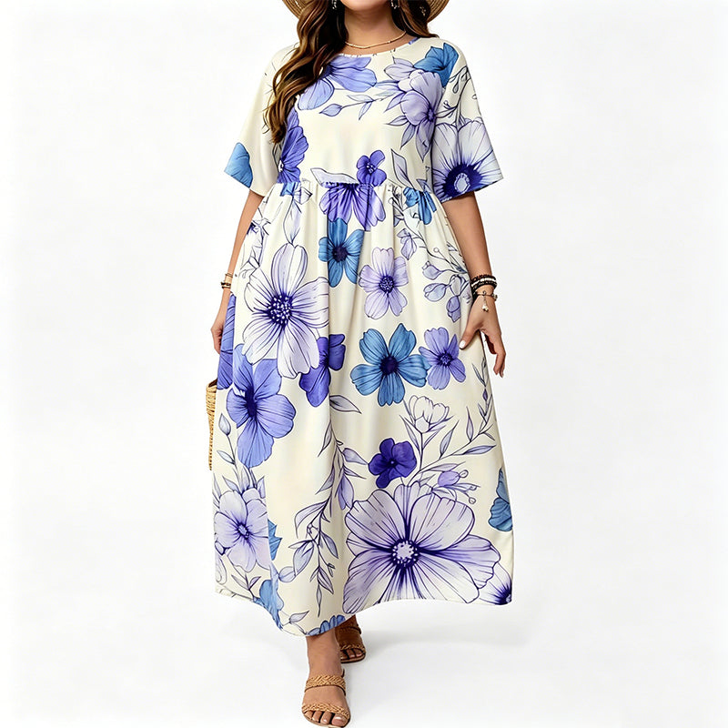 📢Mid-Season Sale: −50% nur für kurze Zeit⏰👗 Elegantes Damen-Sommerkleid mit Blumenprint – kurze Ärmel, Rundhalsausschnitt & leicht, perfekt für den Urlaub & warme Tage 🌸☀️