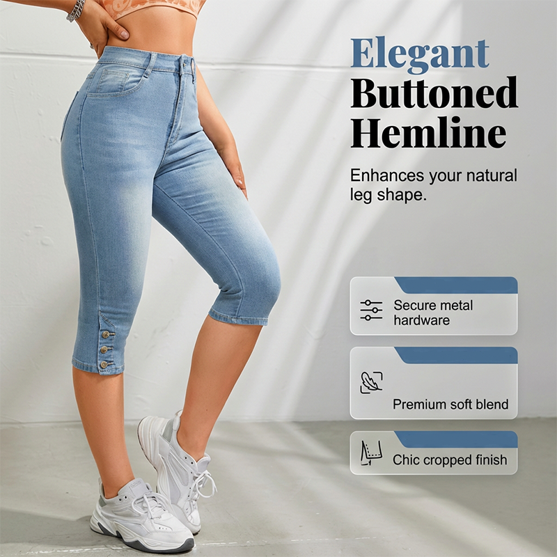 👖 High-Waist-Capri-Jeans – bequemer Stretch, figurschmeichelnd & vielseitig für Alltag, Freizeit & warme Tage ☀️