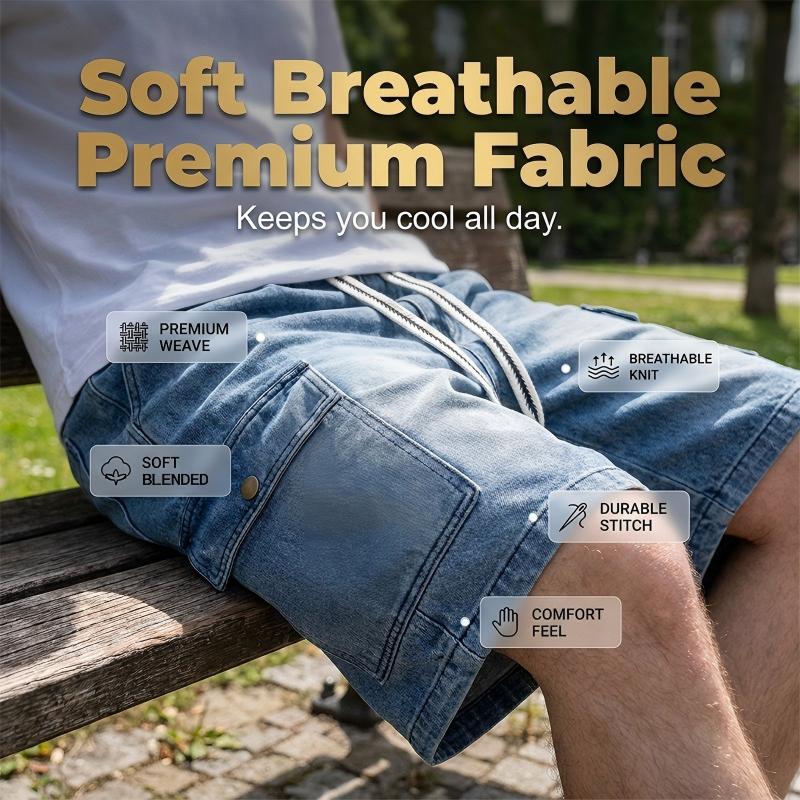 🩳 NUR FÜR BEGRENZTE ZEIT 50 % RABATT! ✨ Lässige Jeansshorts für Herren – Cargotaschen, Kordelzug, High-Street-Style 🏙️