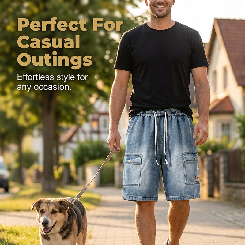 🩳 NUR FÜR BEGRENZTE ZEIT 50 % RABATT! ✨ Lässige Jeansshorts für Herren – Cargotaschen, Kordelzug, High-Street-Style 🏙️