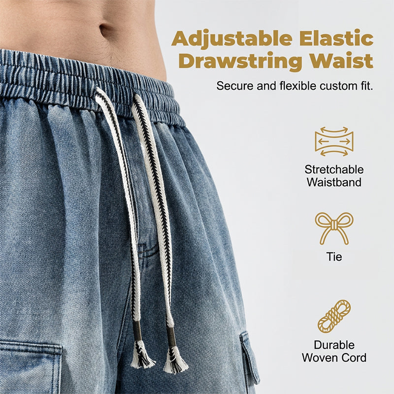 🩳 NUR FÜR BEGRENZTE ZEIT 50 % RABATT! ✨ Lässige Jeansshorts für Herren – Cargotaschen, Kordelzug, High-Street-Style 🏙️