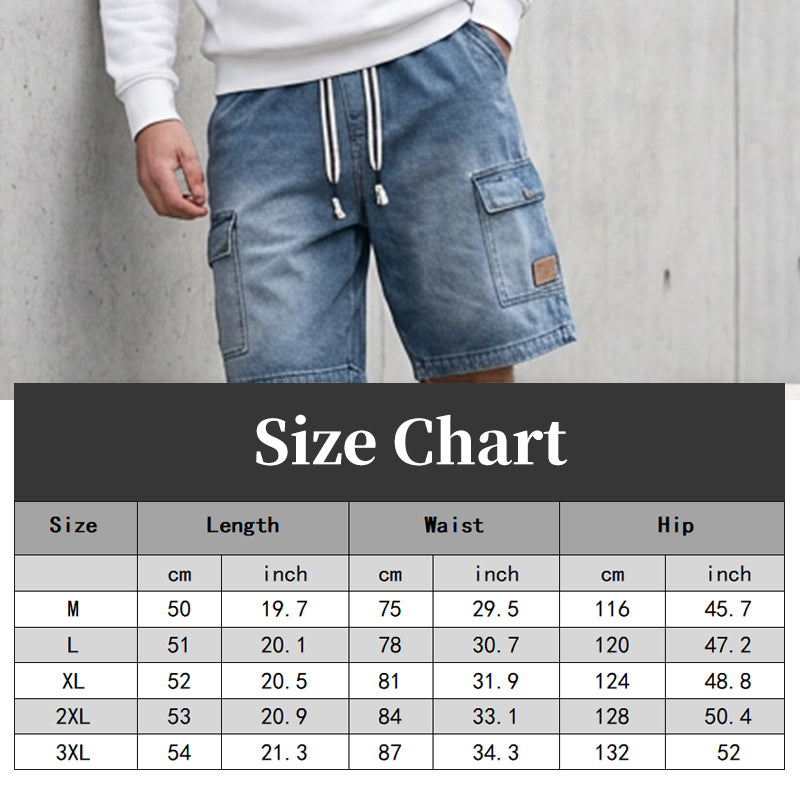 🩳 NUR FÜR BEGRENZTE ZEIT 50 % RABATT! ✨ Lässige Jeansshorts für Herren – Cargotaschen, Kordelzug, High-Street-Style 🏙️