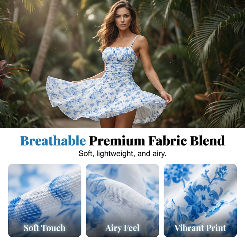 👗 Leichtes Strandkleid für Damen – elegant mit Rückenausschnitt & Spaghettiträgern, perfekt für den Urlaub & heiße Tage ☀️🌊