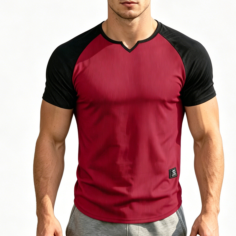 👕 Herren-Sport-T-Shirt mit Raglanärmeln – V-Ausschnitt, atmungsaktiv, schnell trocknend & hoch elastisch für Laufen & Training 🏃‍♂️💨