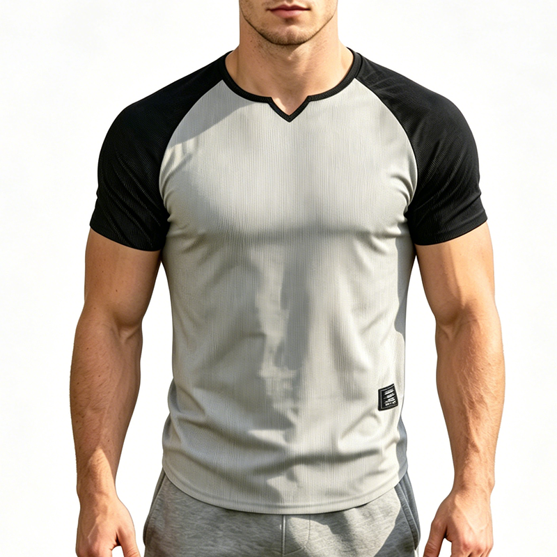 👕 Herren-Sport-T-Shirt mit Raglanärmeln – V-Ausschnitt, atmungsaktiv, schnell trocknend & hoch elastisch für Laufen & Training 🏃‍♂️💨