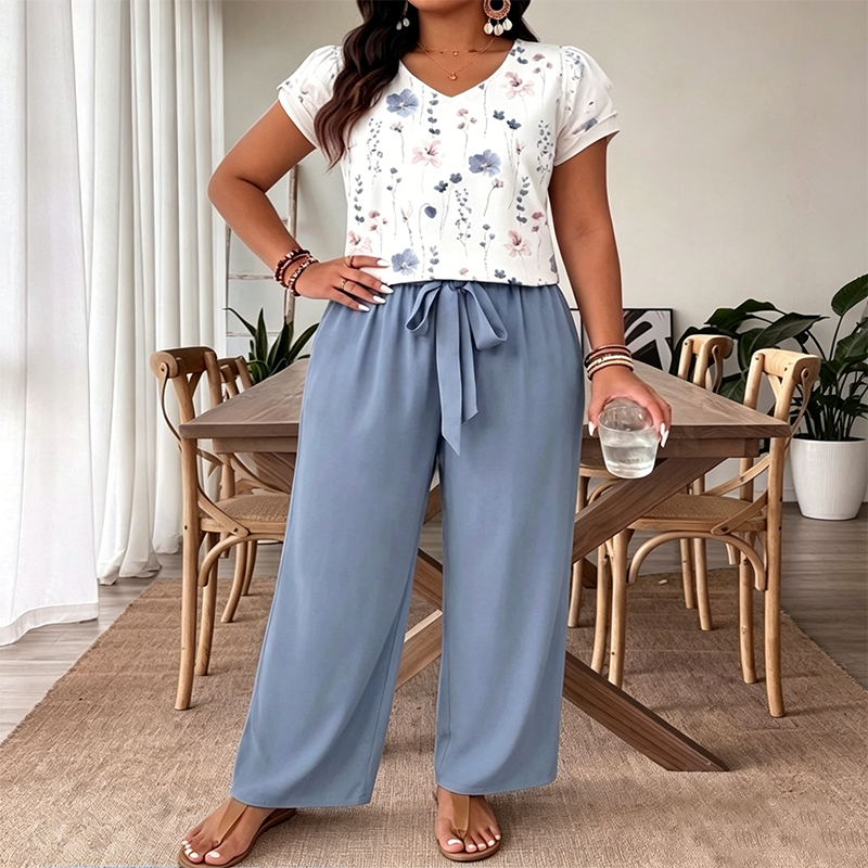 👗 Bedruckter weiter Overall für Damen – lässiger Schnitt, mit Gürtel & vielseitig für Alltag, Reisen & warme Tage 🌸