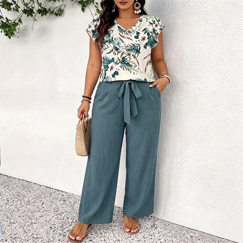 👗 Bedruckter weiter Overall für Damen – lässiger Schnitt, mit Gürtel & vielseitig für Alltag, Reisen & warme Tage 🌸