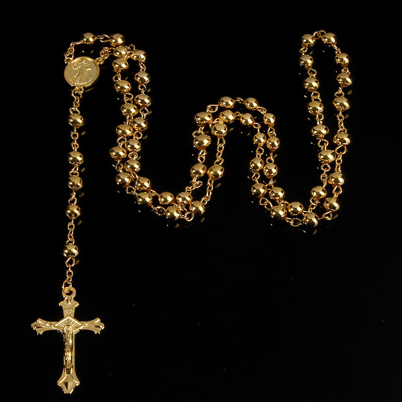 📿 Herren-Vintage-Halskette mit Kreuzanhänger & Perlen – robust, maskulin & ideal als modisches Accessoire für Alltag & besondere Anlässe 🖤