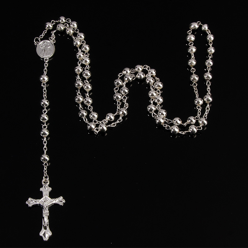 📿 Herren-Vintage-Halskette mit Kreuzanhänger & Perlen – robust, maskulin & ideal als modisches Accessoire für Alltag & besondere Anlässe 🖤