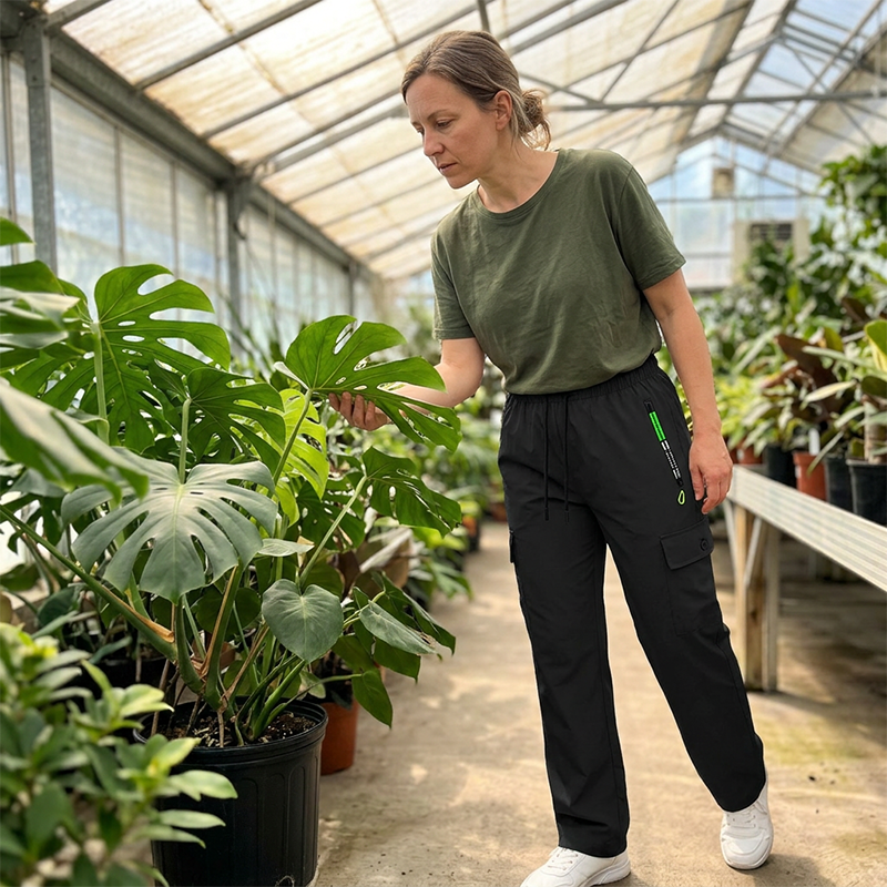 👖 Sportliche Cargohose für Damen – elastischer Bund, atmungsaktiv & mit vielen Taschen, ideal für Yoga, Reisen & Alltag 🧘‍♀️🌿