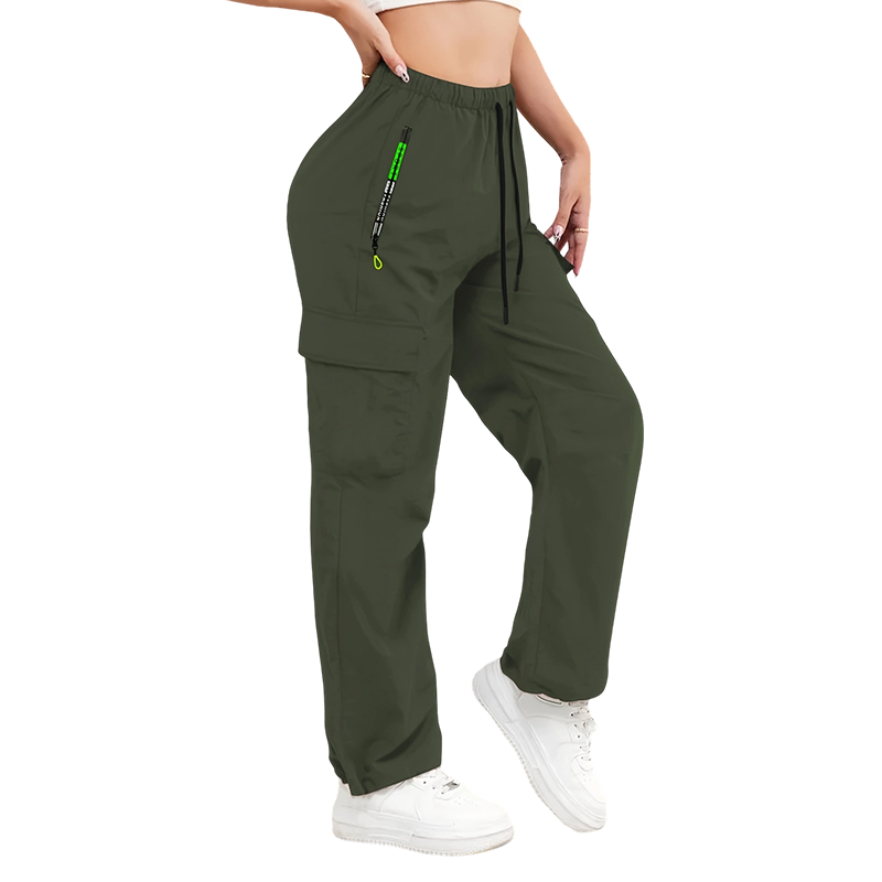 👖 Sportliche Cargohose für Damen – elastischer Bund, atmungsaktiv & mit vielen Taschen, ideal für Yoga, Reisen & Alltag 🧘‍♀️🌿