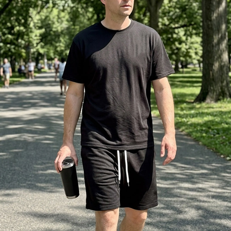 ⏰ Nur noch heute 50% Rabatt! 👕🩳 Herren Urban Freizeit-Set | Bedrucktes T-Shirt & Kordel-Shorts, bequem & vielseitig für Stadt & Freizeit