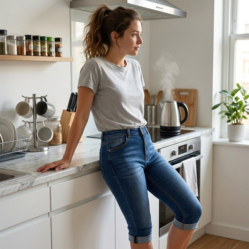 📢Mid-Season Sale: −50% nur für kurze Zeit⏰👖 Bequeme Stretch-Jeans in 7/8-Länge – schmeichelt der Taille, verlängert die Beine & perfekt für Büro, Wochenende & Reisen