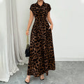👗🐆 50% RABATT! Elegantes Damen-Kleid mit Leopardenprint & Reverskragen – Stilvoll, figurbetont & perfekt für Büro, Dinner & besondere Anlässe ✨