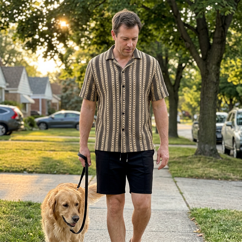 Men's Casual Short Sleeve Shirt and Shorts Set