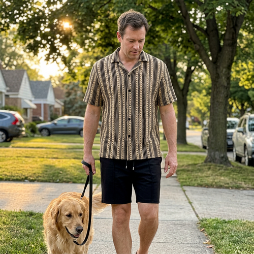 Men's Casual Short Sleeve Shirt and Shorts Set