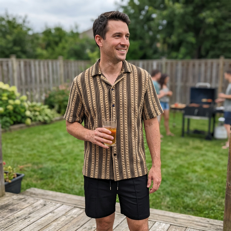 Men's Casual Short Sleeve Shirt and Shorts Set