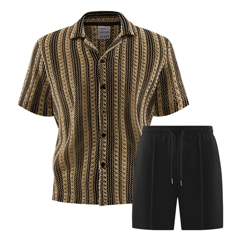 Men's Casual Short Sleeve Shirt and Shorts Set