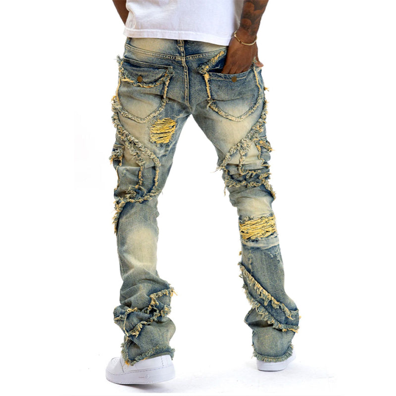 👖 50% RABATT! ✨ Klassische Stretch-Jeans mit ausgestelltem Bein für Herren – Vintage-Wash & Patchwork-Details – Hochwertige Denim, perfekt für Smart-Casual-Style – bequem und stilvoll 🔥