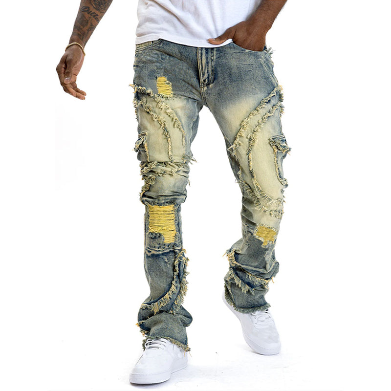 👖 50% RABATT! ✨ Klassische Stretch-Jeans mit ausgestelltem Bein für Herren – Vintage-Wash & Patchwork-Details – Hochwertige Denim, perfekt für Smart-Casual-Style – bequem und stilvoll 🔥