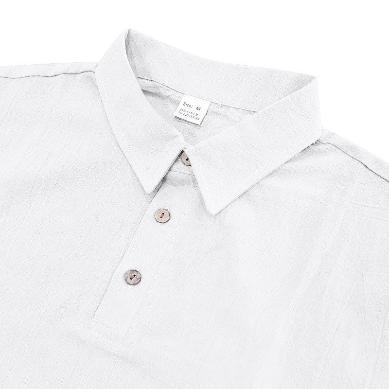 👕 NUR FÜR KURZE ZEIT 50% RABATT! 💥 Herren Lässiges Oberteil & Shorts 2-teiliges Set – Leinenmischung, Revers-Kragen, Elastischer Bund ✨