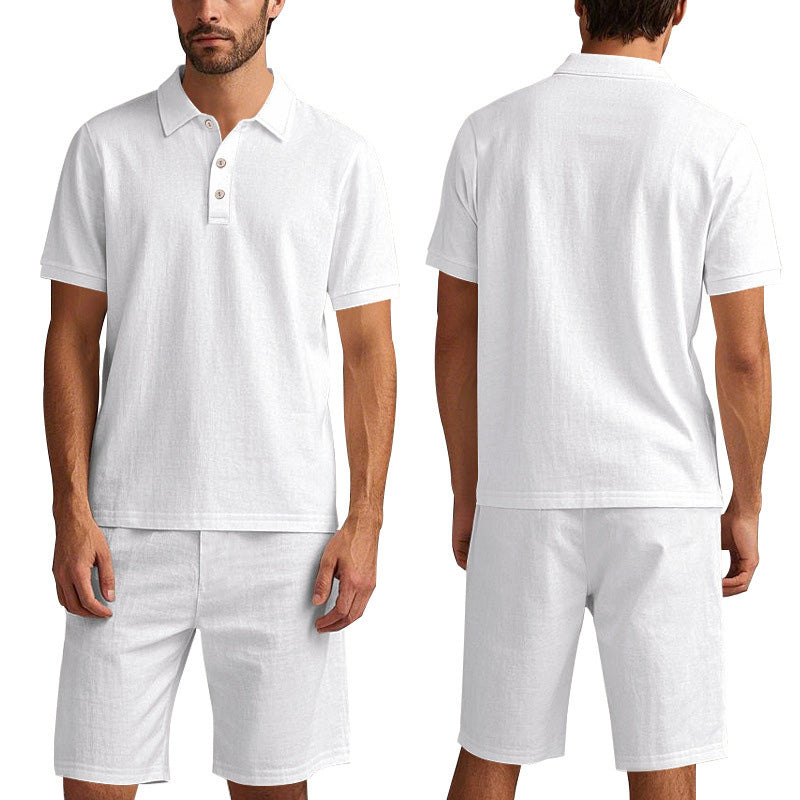 👕 NUR FÜR KURZE ZEIT 50% RABATT! 💥 Herren Lässiges Oberteil & Shorts 2-teiliges Set – Leinenmischung, Revers-Kragen, Elastischer Bund ✨