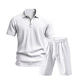 👕 NUR FÜR KURZE ZEIT 50% RABATT! 💥 Herren Lässiges Oberteil & Shorts 2-teiliges Set – Leinenmischung, Revers-Kragen, Elastischer Bund ✨