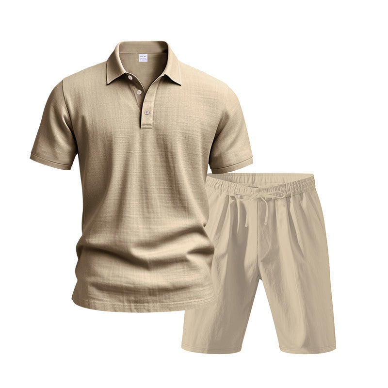 👕 NUR FÜR KURZE ZEIT 50% RABATT! 💥 Herren Lässiges Oberteil & Shorts 2-teiliges Set – Leinenmischung, Revers-Kragen, Elastischer Bund ✨