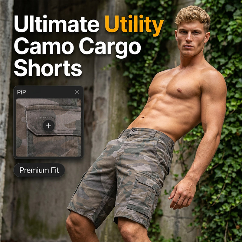 📢📢 50% Rabatt⏰ 🩳 Herren-Cargo-Shorts mit Tarnmuster & vielen Taschen – bequem, strapazierfähig & ideal für Outdoor, Angeln & Alltag 🌿
