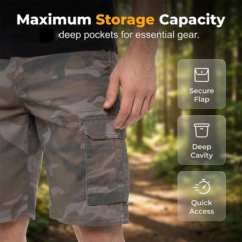 📢📢 50% Rabatt⏰ 🩳 Herren-Cargo-Shorts mit Tarnmuster & vielen Taschen – bequem, strapazierfähig & ideal für Outdoor, Angeln & Alltag 🌿