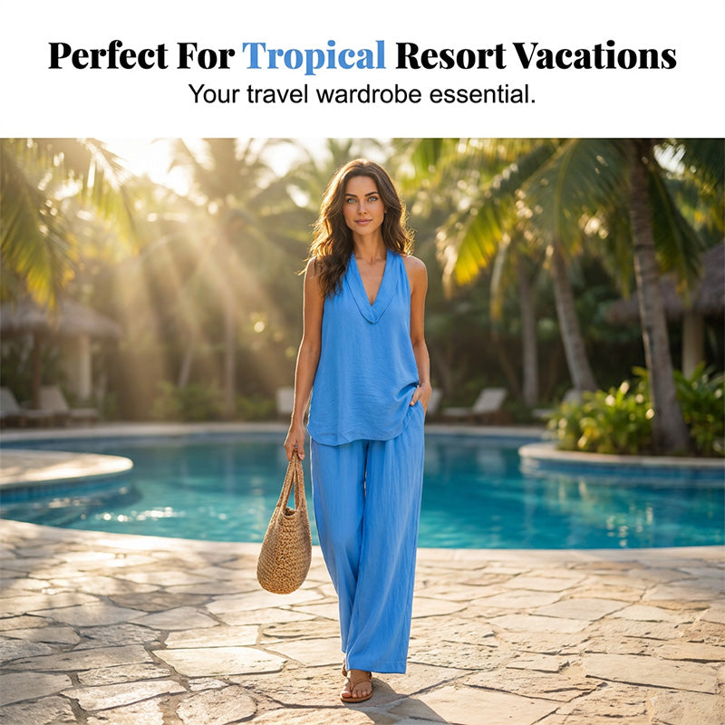 ⏳ Letzter Tag: 50 % Rabatt🔥Lässiges Sommer-Lounge-Set mit V-Ausschnitt