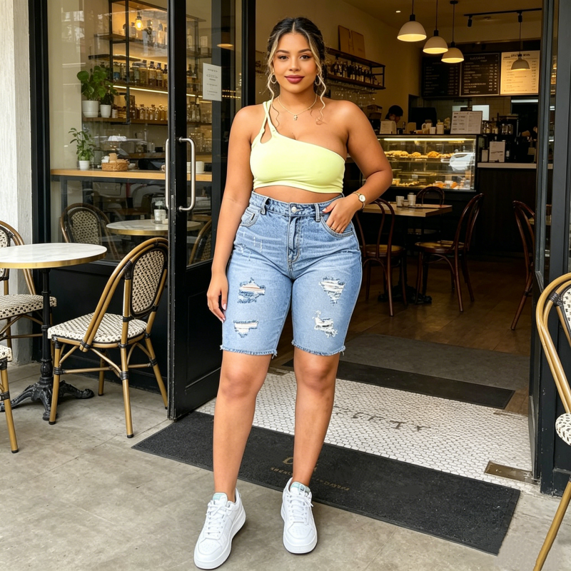 📢Mid-Season Sale: −50% nur für kurze Zeit⏰👖 Damen-Denim-Shorts in Übergrößen mit Used-Look