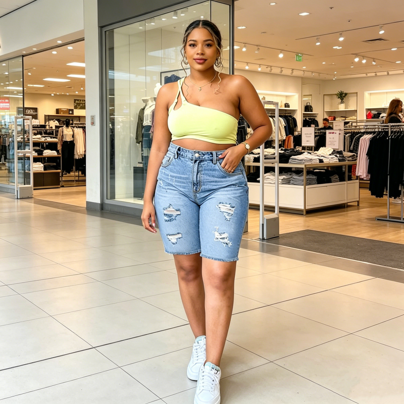 📢Mid-Season Sale: −50% nur für kurze Zeit⏰👖 Damen-Denim-Shorts in Übergrößen mit Used-Look