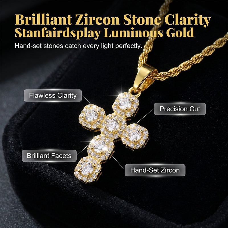 📿 Zirkonia-Kreuzanhänger mit Zopflochkette – funkelnd, elegant & zeitlos, ideal für Alltag & besondere Anlässe ✨