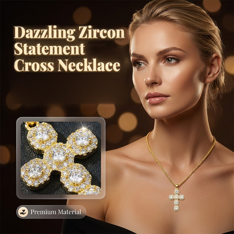 📿 Zirkonia-Kreuzanhänger mit Zopflochkette – funkelnd, elegant & zeitlos, ideal für Alltag & besondere Anlässe ✨
