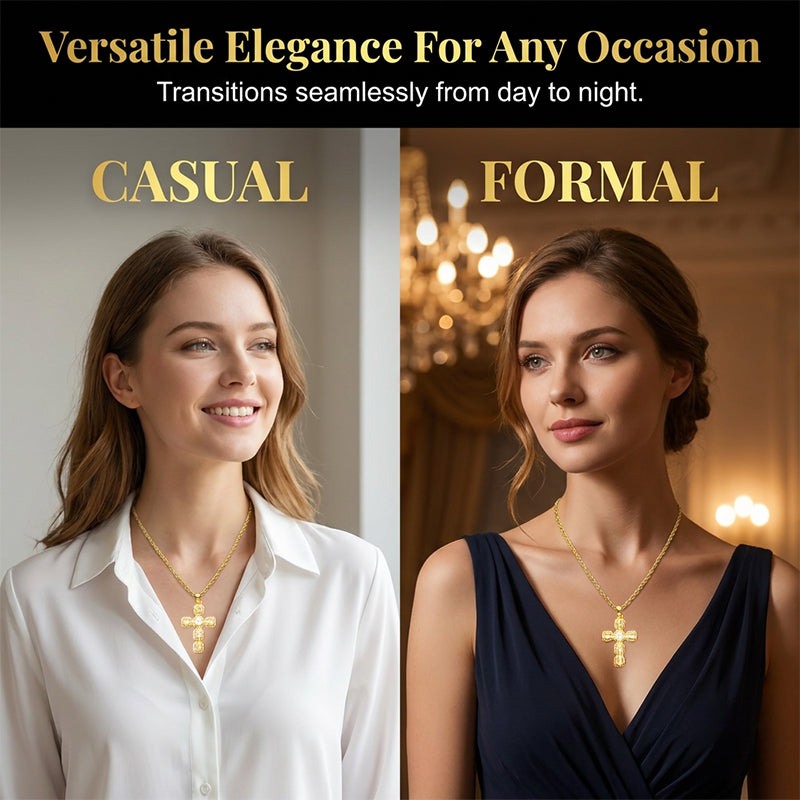 📿 Zirkonia-Kreuzanhänger mit Zopflochkette – funkelnd, elegant & zeitlos, ideal für Alltag & besondere Anlässe ✨