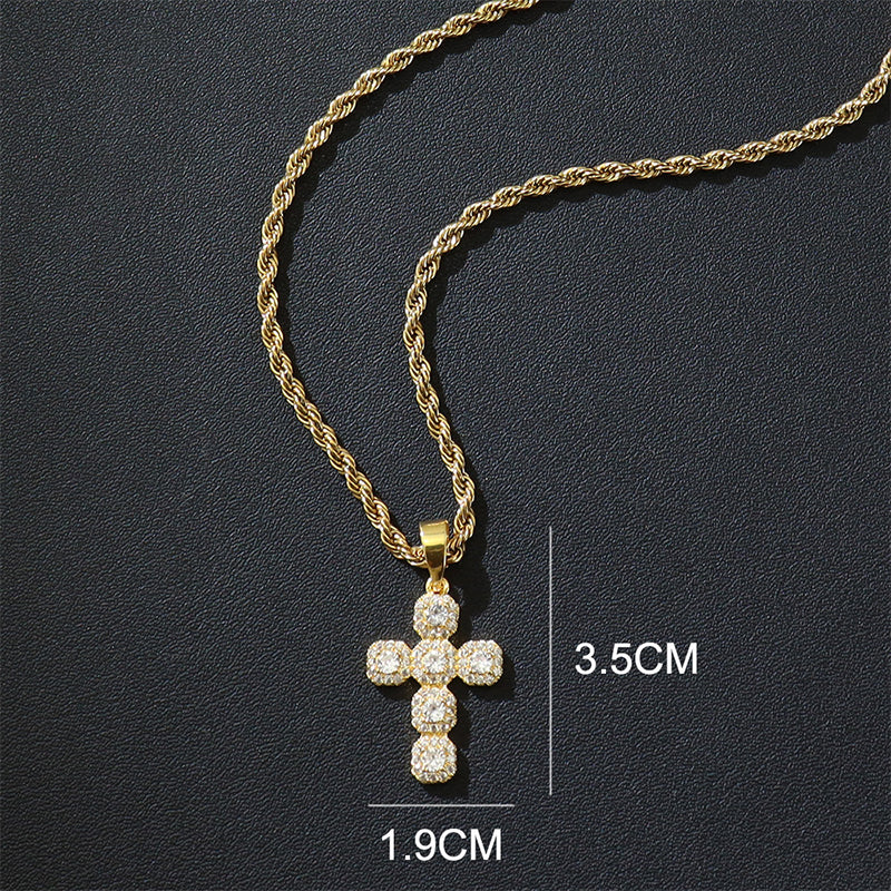 📿 Zirkonia-Kreuzanhänger mit Zopflochkette – funkelnd, elegant & zeitlos, ideal für Alltag & besondere Anlässe ✨