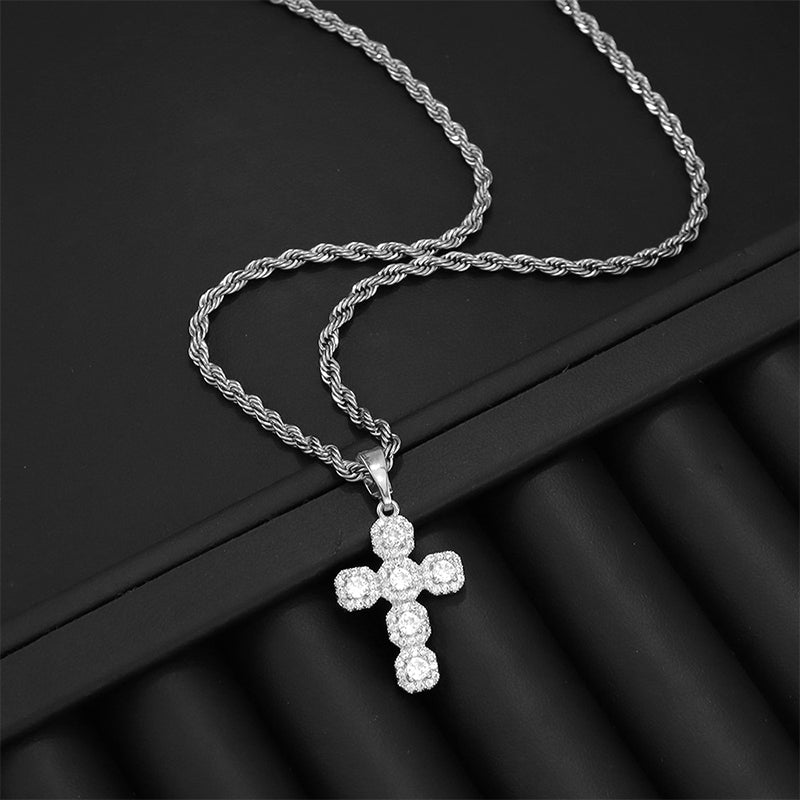 📿 Zirkonia-Kreuzanhänger mit Zopflochkette – funkelnd, elegant & zeitlos, ideal für Alltag & besondere Anlässe ✨