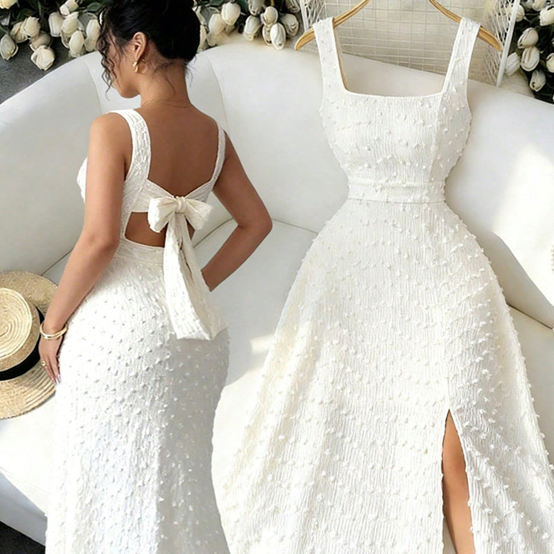 📢Mid-Season Sale: −50% nur für kurze Zeit⏰👗 Damen-Maxikleid mit eckigem Ausschnitt & seitlichem Schlitz – ärmellos, elegant & vielseitig für Sommer, Strand & besondere Anlässe 🌸✨