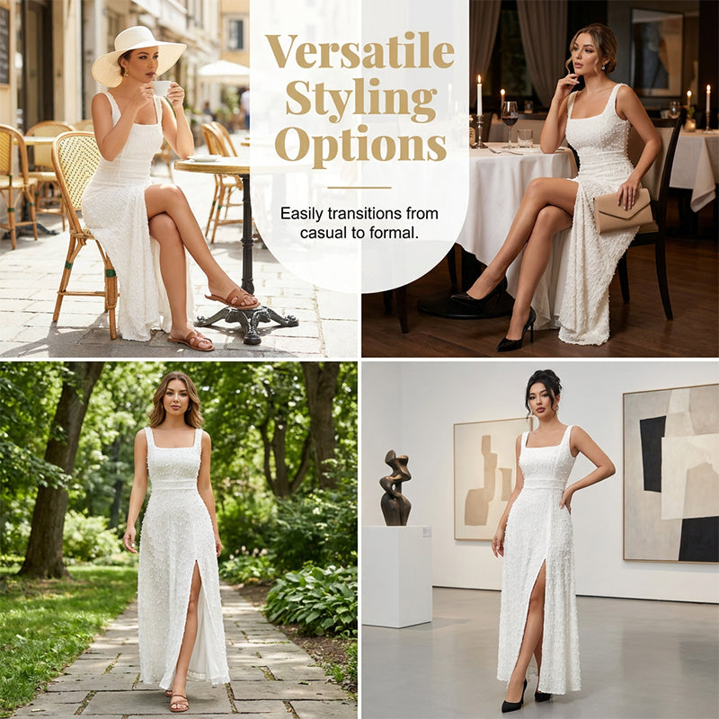 📢Mid-Season Sale: −50% nur für kurze Zeit⏰👗 Damen-Maxikleid mit eckigem Ausschnitt & seitlichem Schlitz – ärmellos, elegant & vielseitig für Sommer, Strand & besondere Anlässe 🌸✨