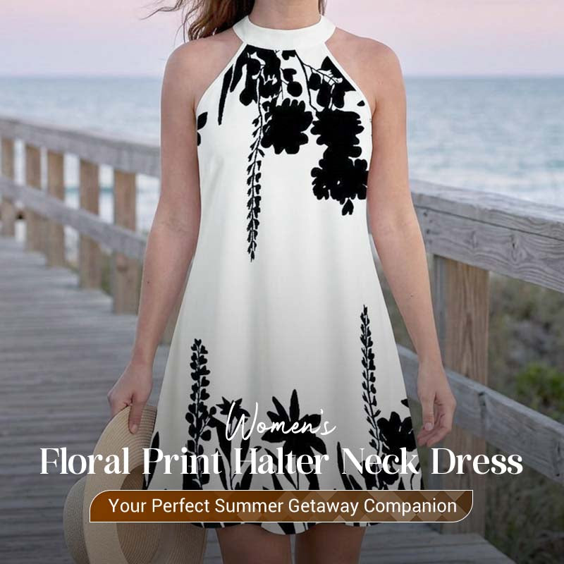 👗 Neues Sommerkleid 2026 – mit floralem Print, Neckholder-Band & offenem Rücken, luftig & elegant für Strand, Urlaub & Gartenpartys 🌸☀️